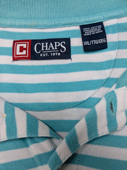 Chaps polo. Blauw Wit gestreept. Maat 2XL / XXL.