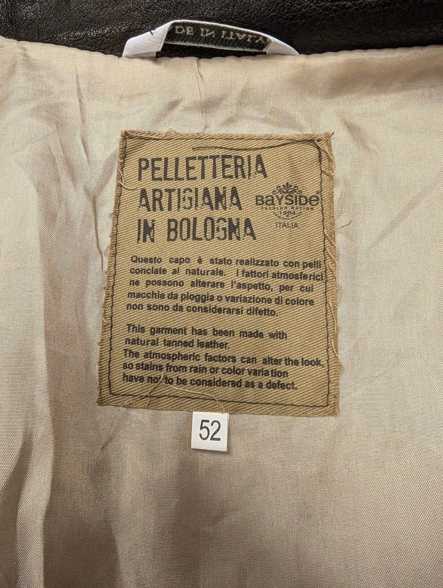 Pelletteria Artigiana Leren jas / jack. Donker Bruin gekleurd. Maat 52 / L.