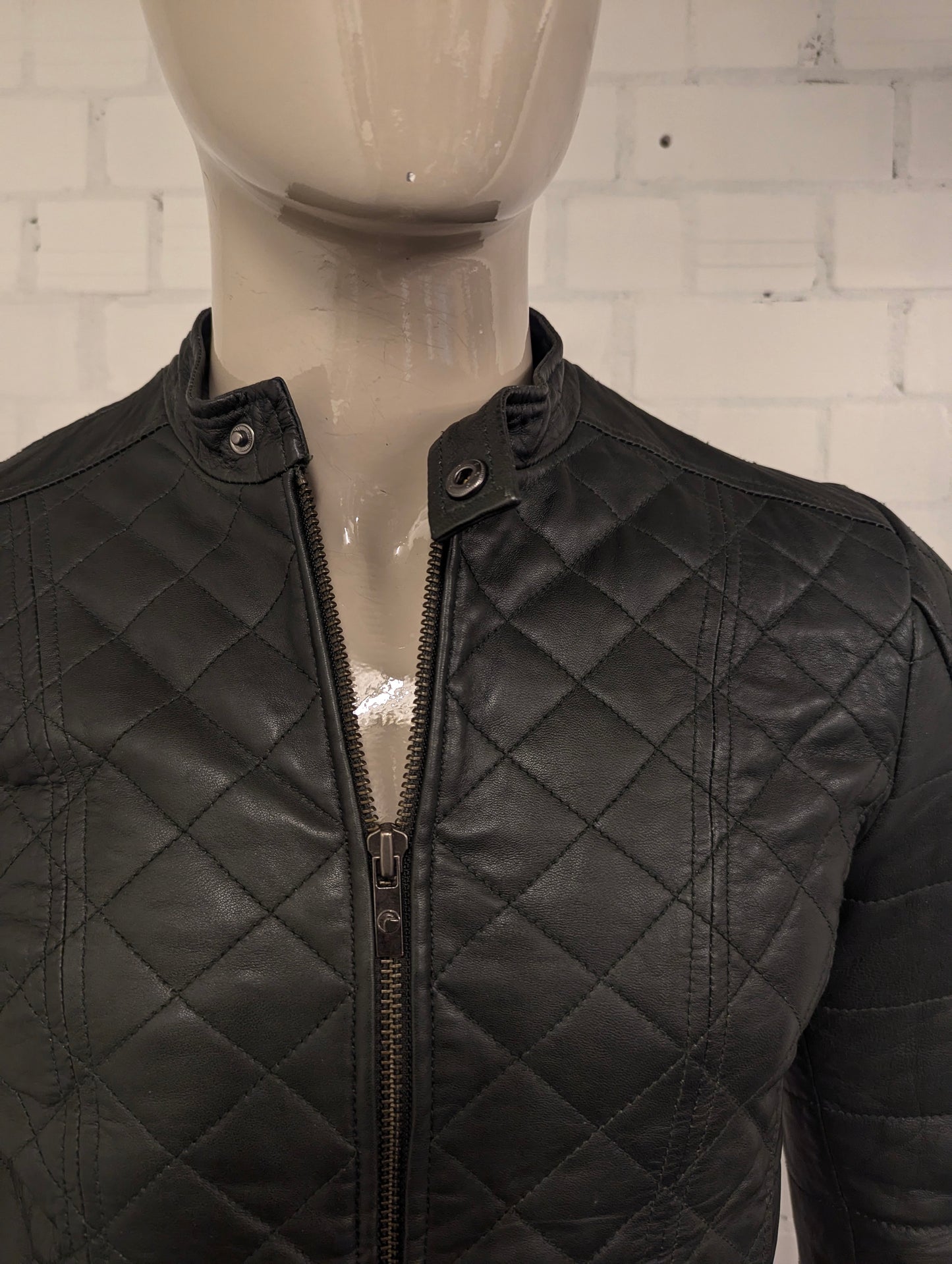 Goosecraft Leren jas / jack. Donker Groene Padded motief. Maat M.