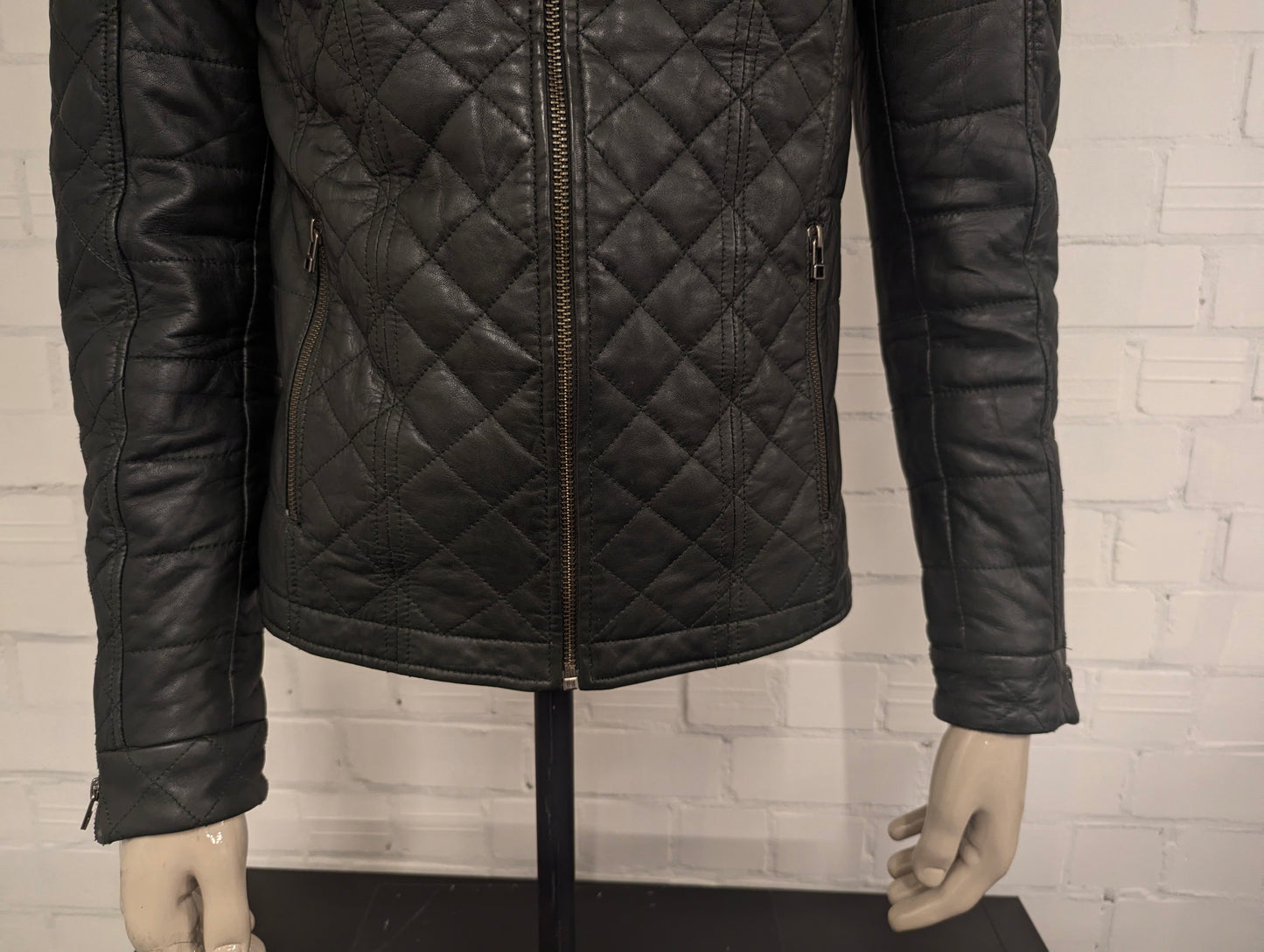 Goosecraft Leren jas / jack. Donker Groene Padded motief. Maat M.