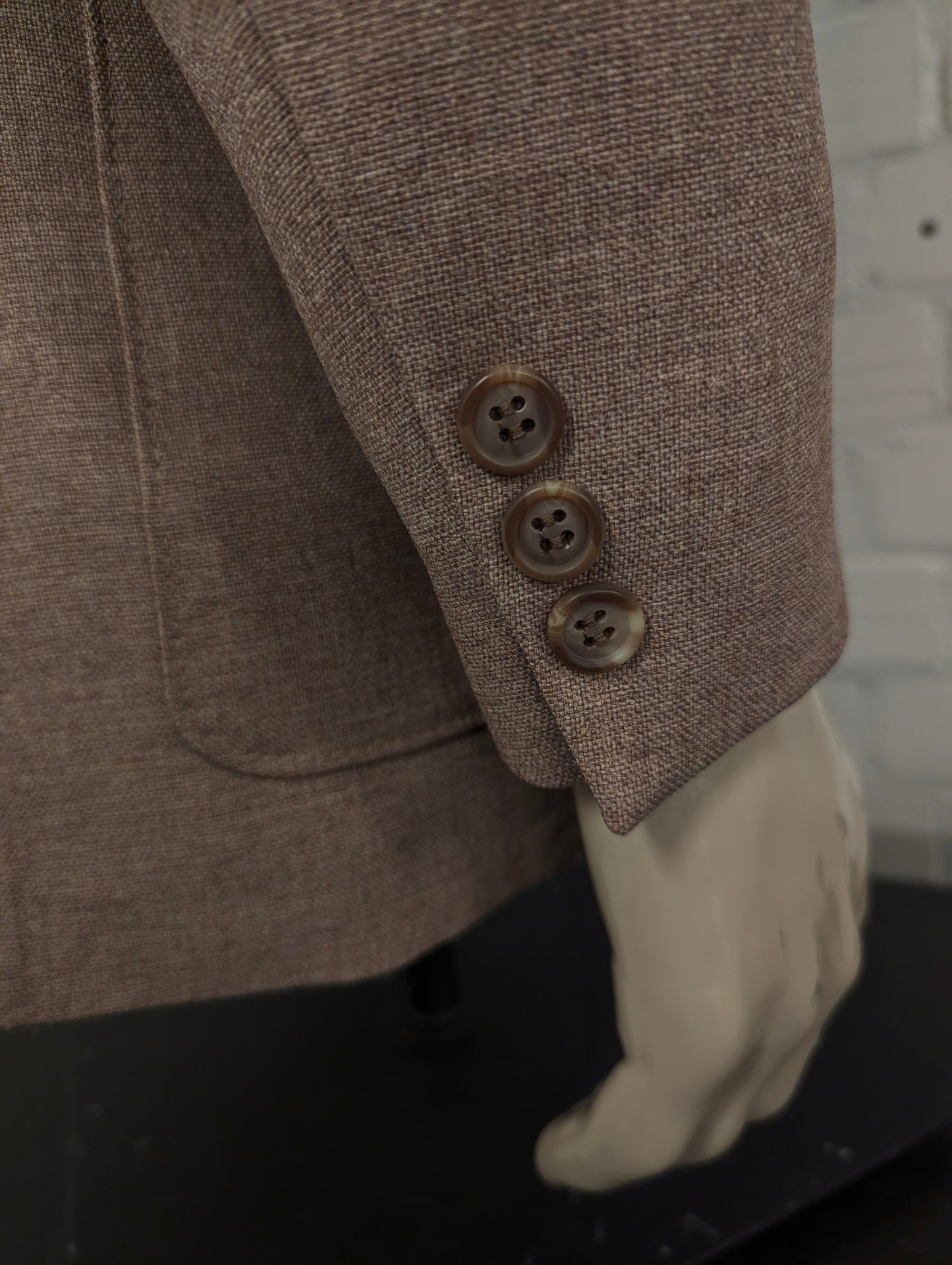 Vintage 70's-80's Levi's action suit colbert. Bruin gemêleerd. Maat 52 / L.