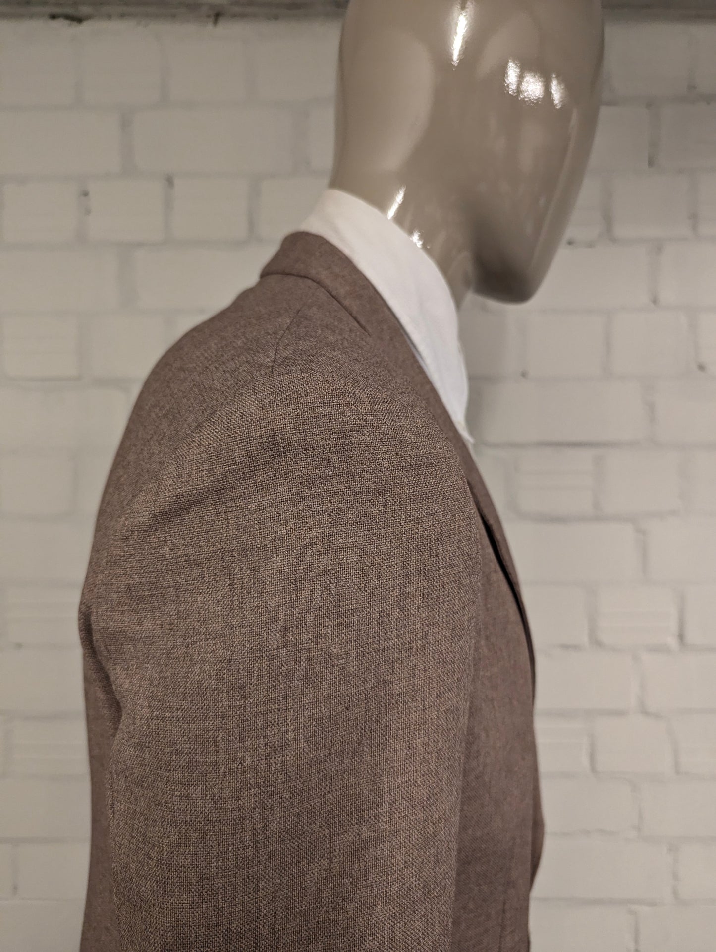Vintage 70's-80's Levi's action suit colbert. Bruin gemêleerd. Maat 52 / L.