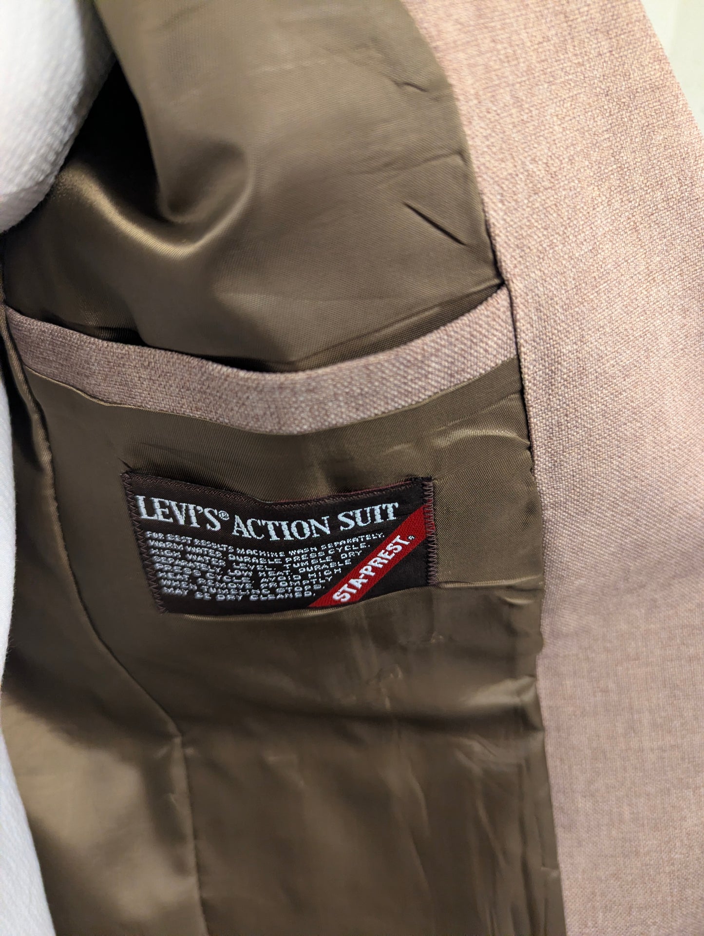 Vintage 70's-80's Levi's action suit colbert. Bruin gemêleerd. Maat 52 / L.