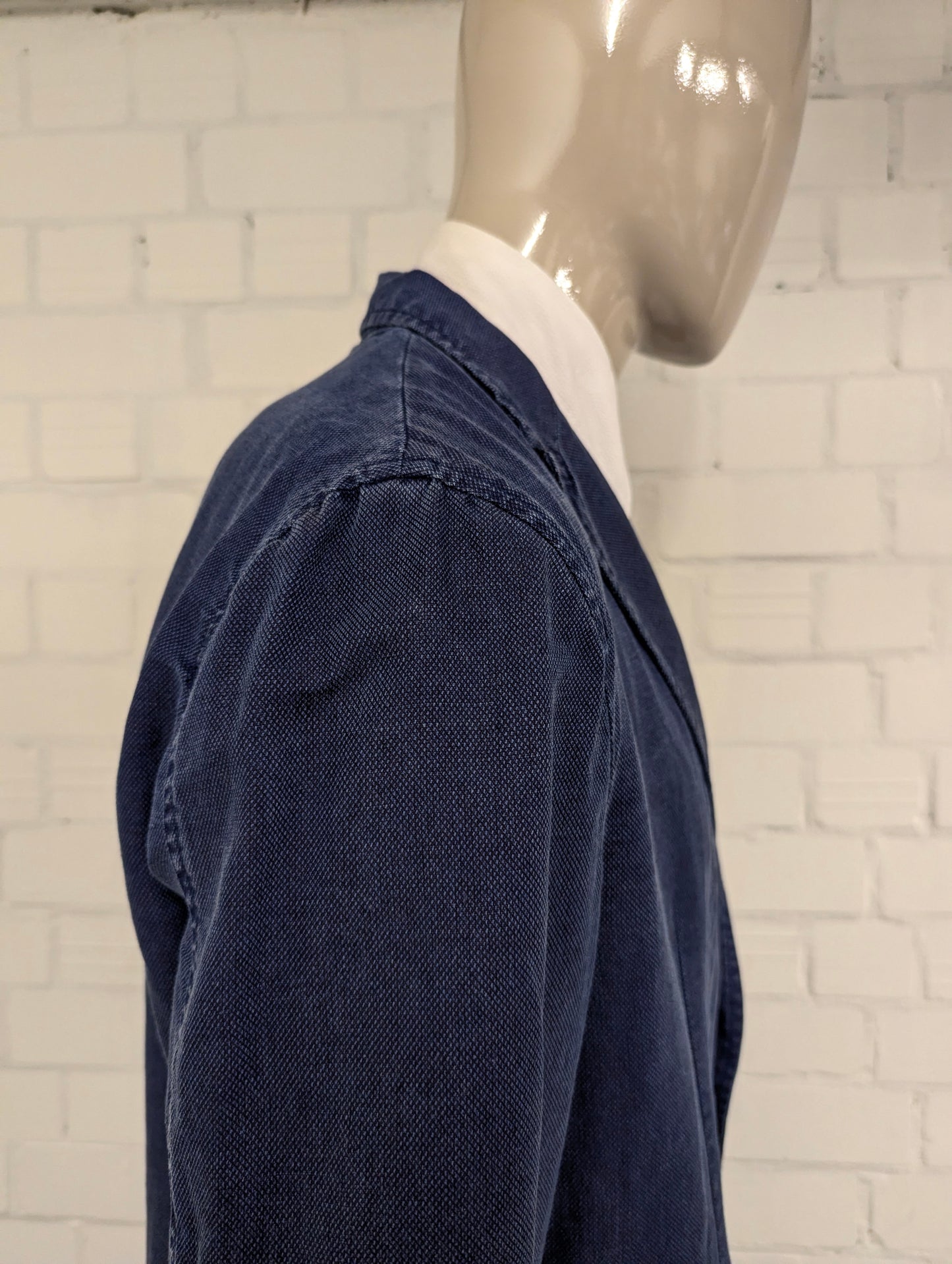 Massimo Dutti Katoen/Linnen zomer colbert. Blauw gemêleerd. Maat 56 / XL.