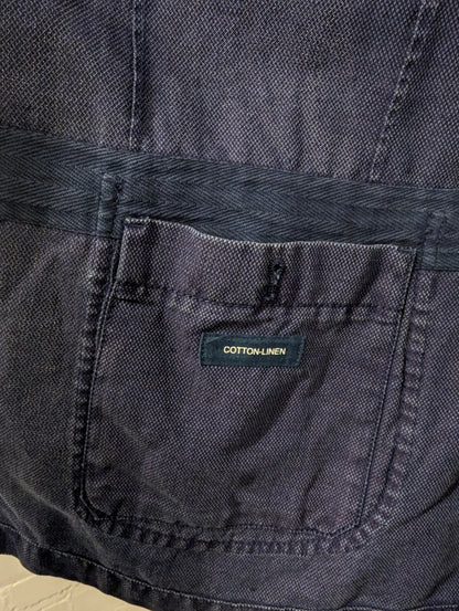 Massimo Dutti Katoen/Linnen zomer colbert. Blauw gemêleerd. Maat 56 / XL.