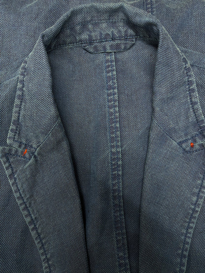 Massimo Dutti Katoen/Linnen zomer colbert. Blauw gemêleerd. Maat 56 / XL.