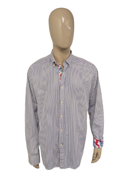 Tommy Hilfiger overhemd. Blauw Wit gestreept. Maat 2XL / XXL.