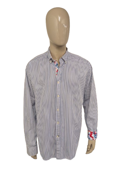 Tommy Hilfiger overhemd. Blauw Wit gestreept. Maat 2XL / XXL.