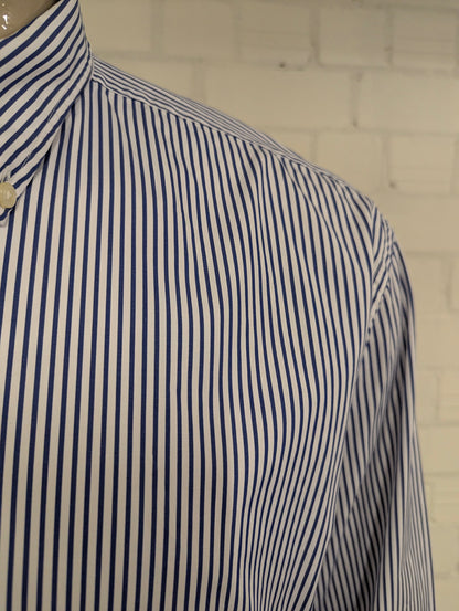 Tommy Hilfiger overhemd. Blauw Wit gestreept. Maat 2XL / XXL.