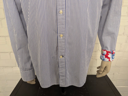 Tommy Hilfiger overhemd. Blauw Wit gestreept. Maat 2XL / XXL.