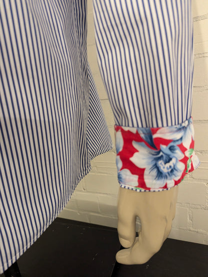Tommy Hilfiger overhemd. Blauw Wit gestreept. Maat 2XL / XXL.