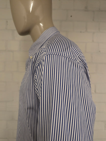 Tommy Hilfiger overhemd. Blauw Wit gestreept. Maat 2XL / XXL.