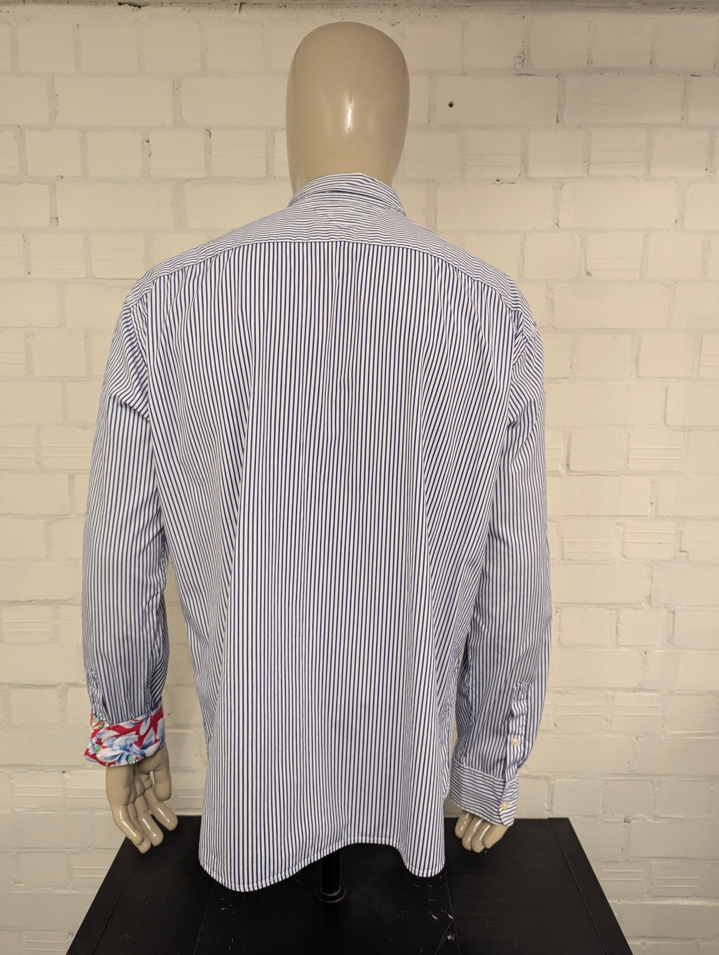Tommy Hilfiger overhemd. Blauw Wit gestreept. Maat 2XL / XXL.