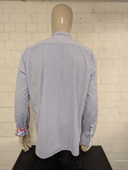 Tommy Hilfiger overhemd. Blauw Wit gestreept. Maat 2XL / XXL.