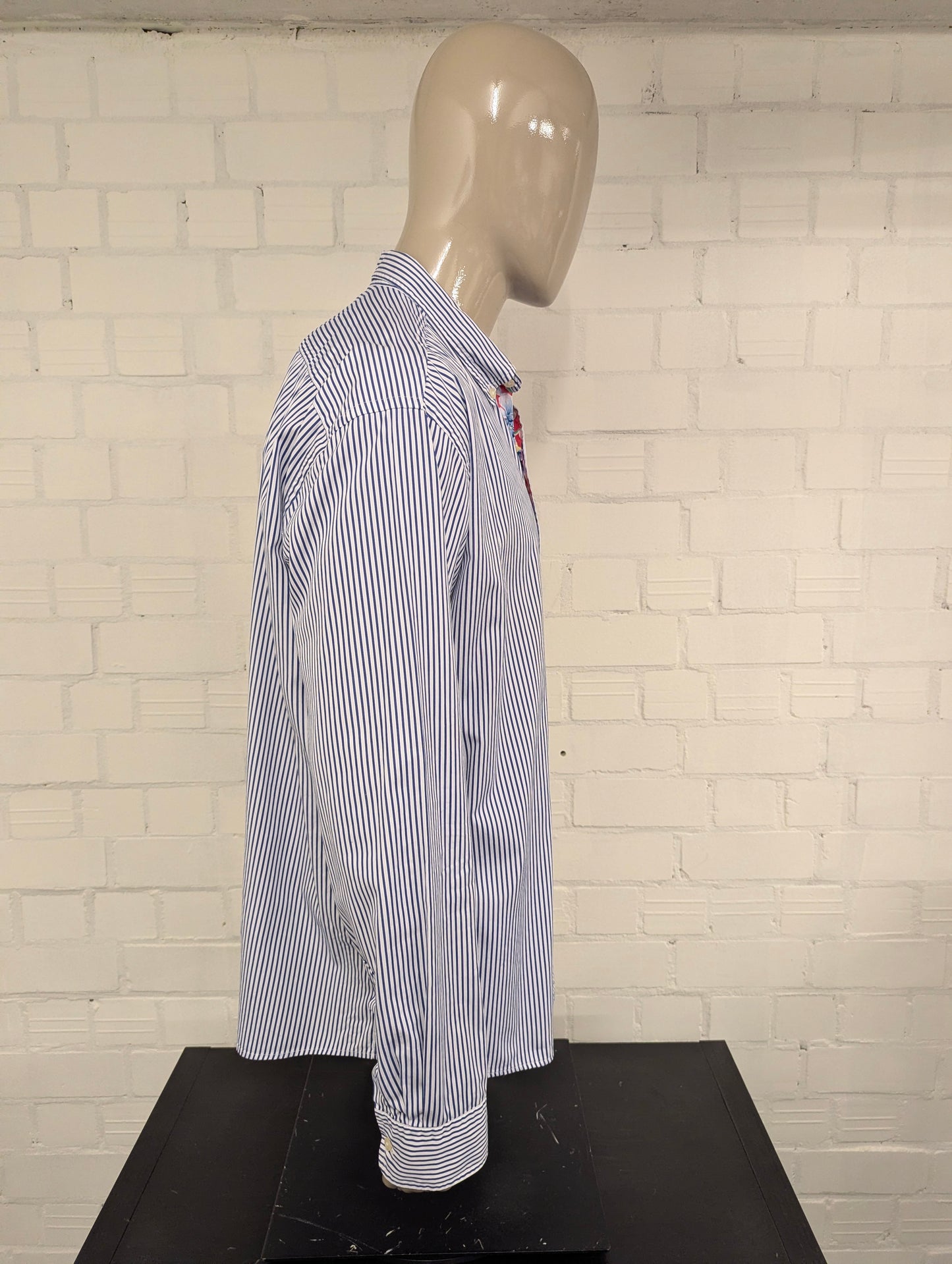 Tommy Hilfiger overhemd. Blauw Wit gestreept. Maat 2XL / XXL.