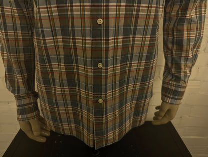 Suitsupply overhemd met korte kraag. Rood Groen Grijs geruit. Maat M.