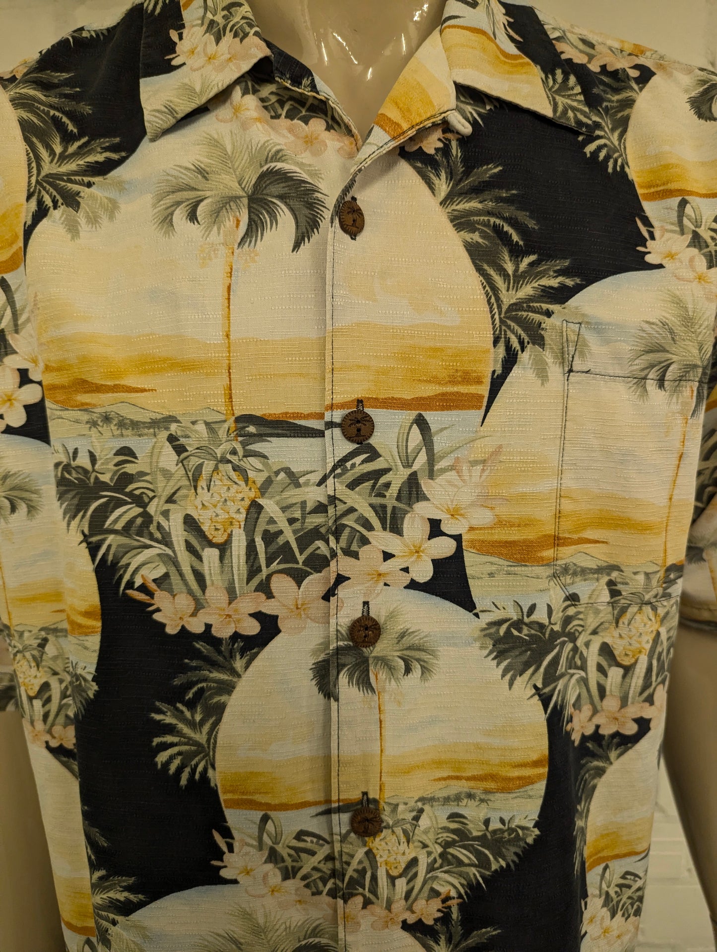 Jamaica Jaxx Zuiden Hawaii overhemd korte mouw. Geel Groen Zwarte print. Maat 2XL / XXL.