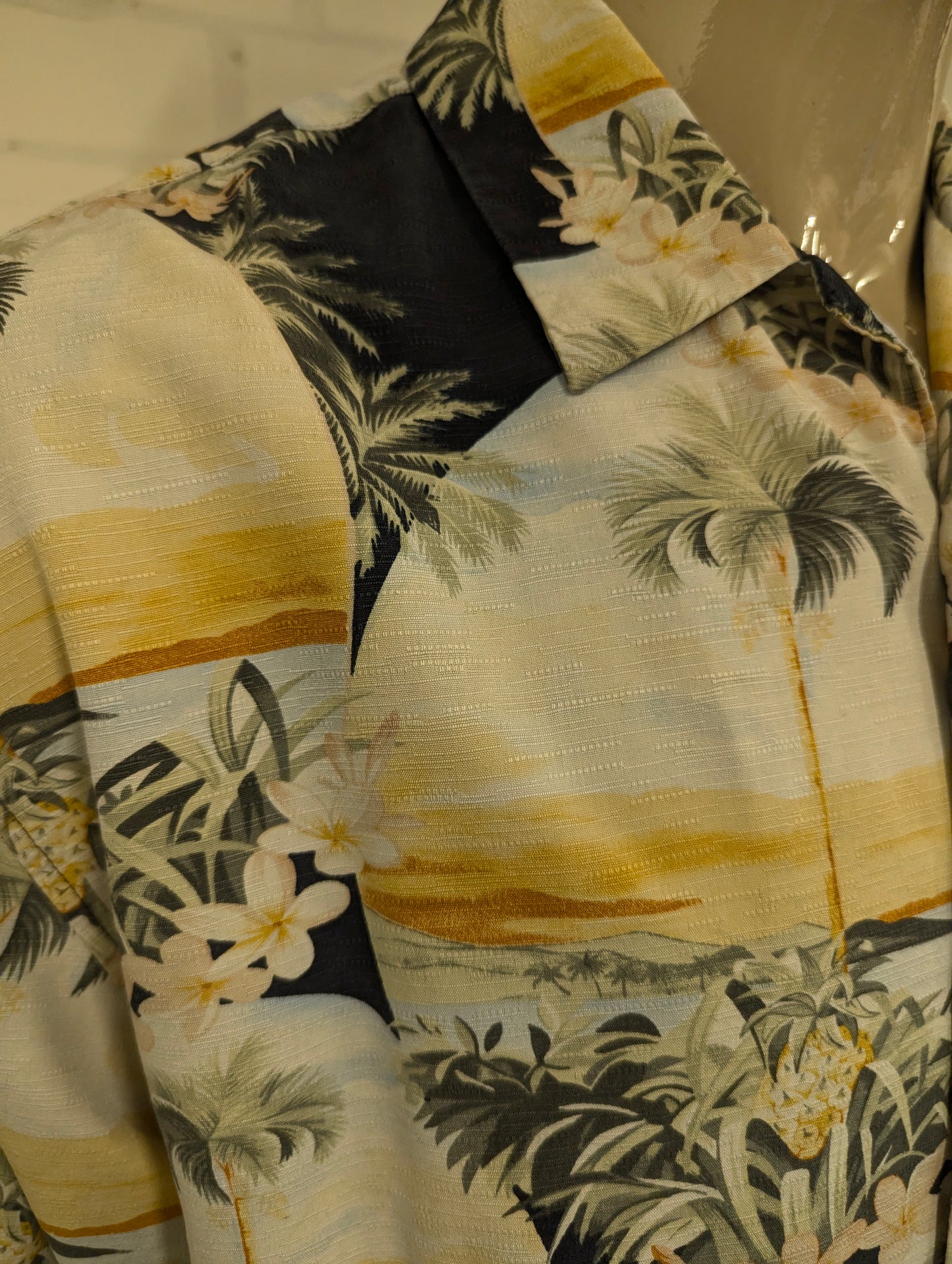 Jamaica Jaxx Zuiden Hawaii overhemd korte mouw. Geel Groen Zwarte print. Maat 2XL / XXL.
