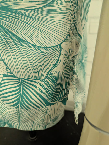 Cooke Street Hawaii overhemd korte mouw. Groen Grijs Blad motief. Maat L.