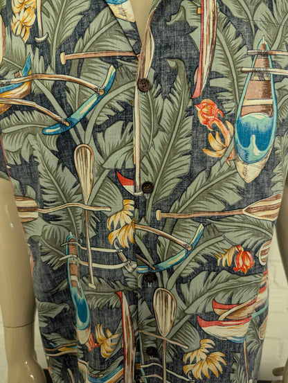 RJC Hawaii overhemd korte mouw. Gekleurde print. Maat L.