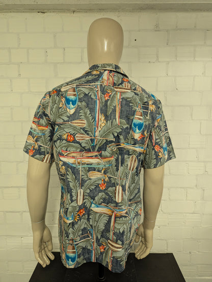RJC Hawaii overhemd korte mouw. Gekleurde print. Maat L.