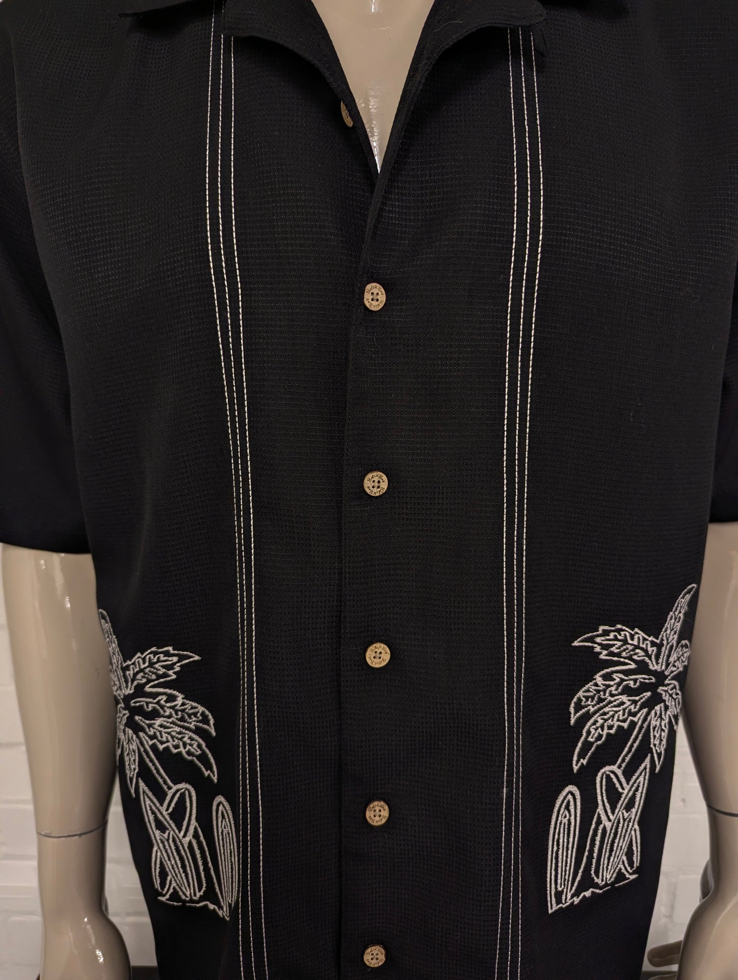 Batik Bay Hawaii overhemd korte mouw. Zwart Beige gekleurd. Maat 2XL / XXL.