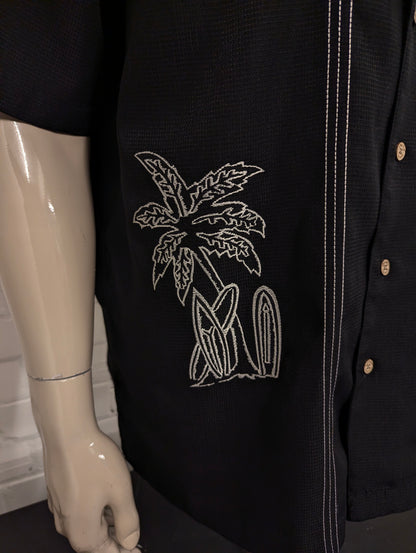 Batik Bay Hawaii overhemd korte mouw. Zwart Beige gekleurd. Maat 2XL / XXL.