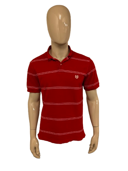 Vintage Chaps polo. Rood Wit gestreept. Maat L.