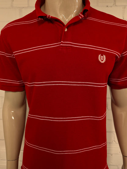 Vintage Chaps polo. Rood Wit gestreept. Maat L.
