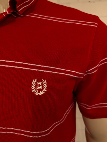 Vintage Chaps polo. Rood Wit gestreept. Maat L.