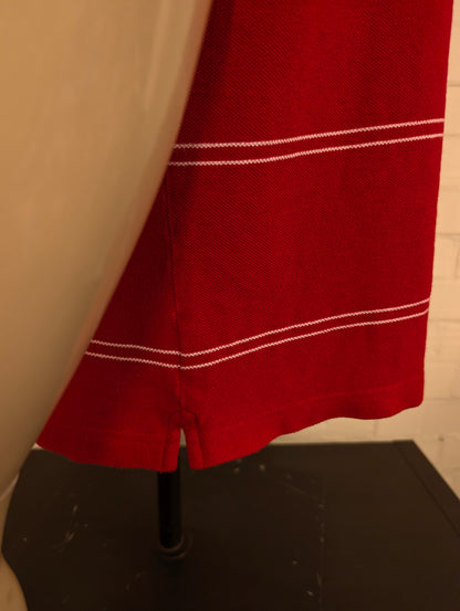 Vintage Chaps polo. Rood Wit gestreept. Maat L.
