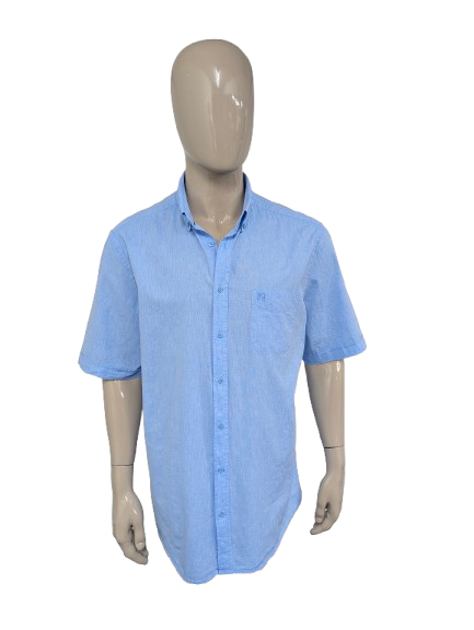 Bartlett Linnen (30%) overhemd korte mouw. Licht Blauw gemêleerd. Maat 2XL / XXL.