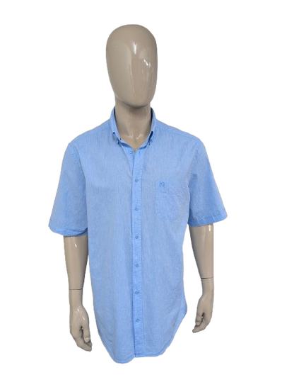 Bartlett Linnen (30%) overhemd korte mouw. Licht Blauw gemêleerd. Maat 2XL / XXL.