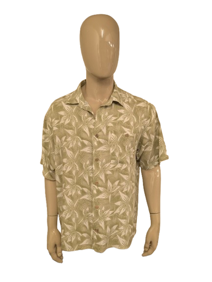 Knightsbridge Hawaii overhemd korte mouw. Groen Witte print. Maat 2XL / XXL.
