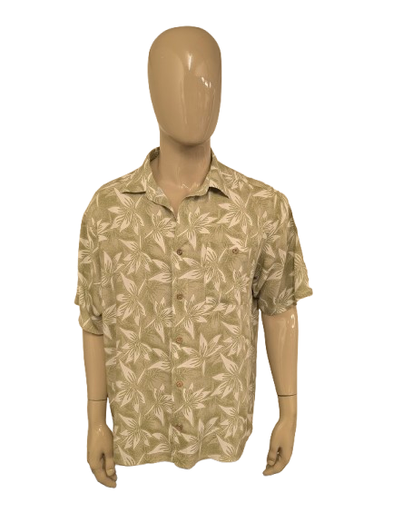 Knightsbridge Hawaii overhemd korte mouw. Groen Witte print. Maat 2XL / XXL.