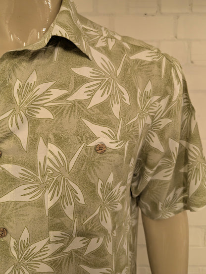 Knightsbridge Hawaii overhemd korte mouw. Groen Witte print. Maat 2XL / XXL.