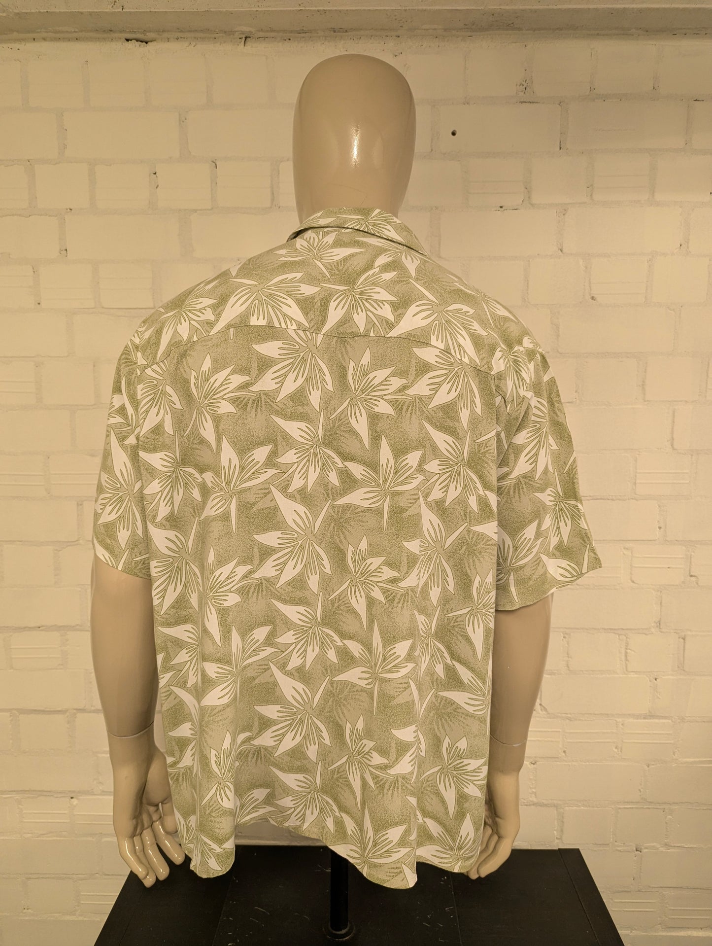Knightsbridge Hawaii overhemd korte mouw. Groen Witte print. Maat 2XL / XXL.