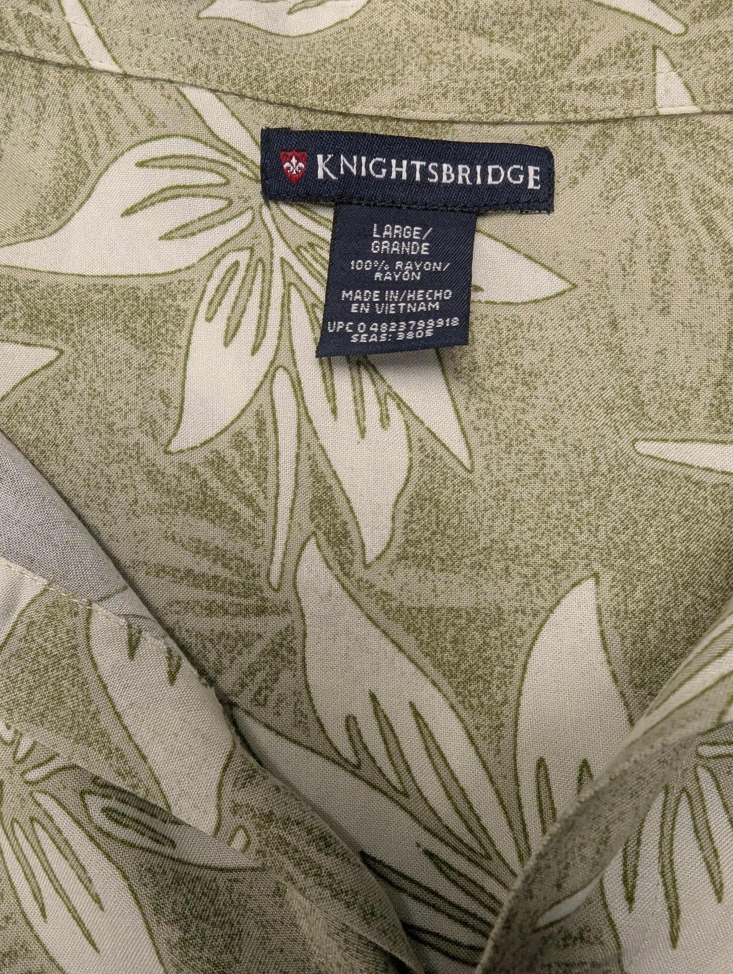 Knightsbridge Hawaii overhemd korte mouw. Groen Witte print. Maat 2XL / XXL.
