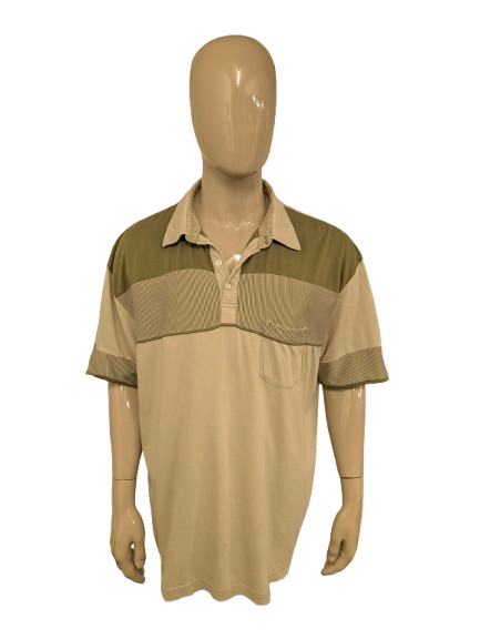 Vintage Catamaran polo. Groen Kaki gekleurd. Maat 3XL / XXXL.