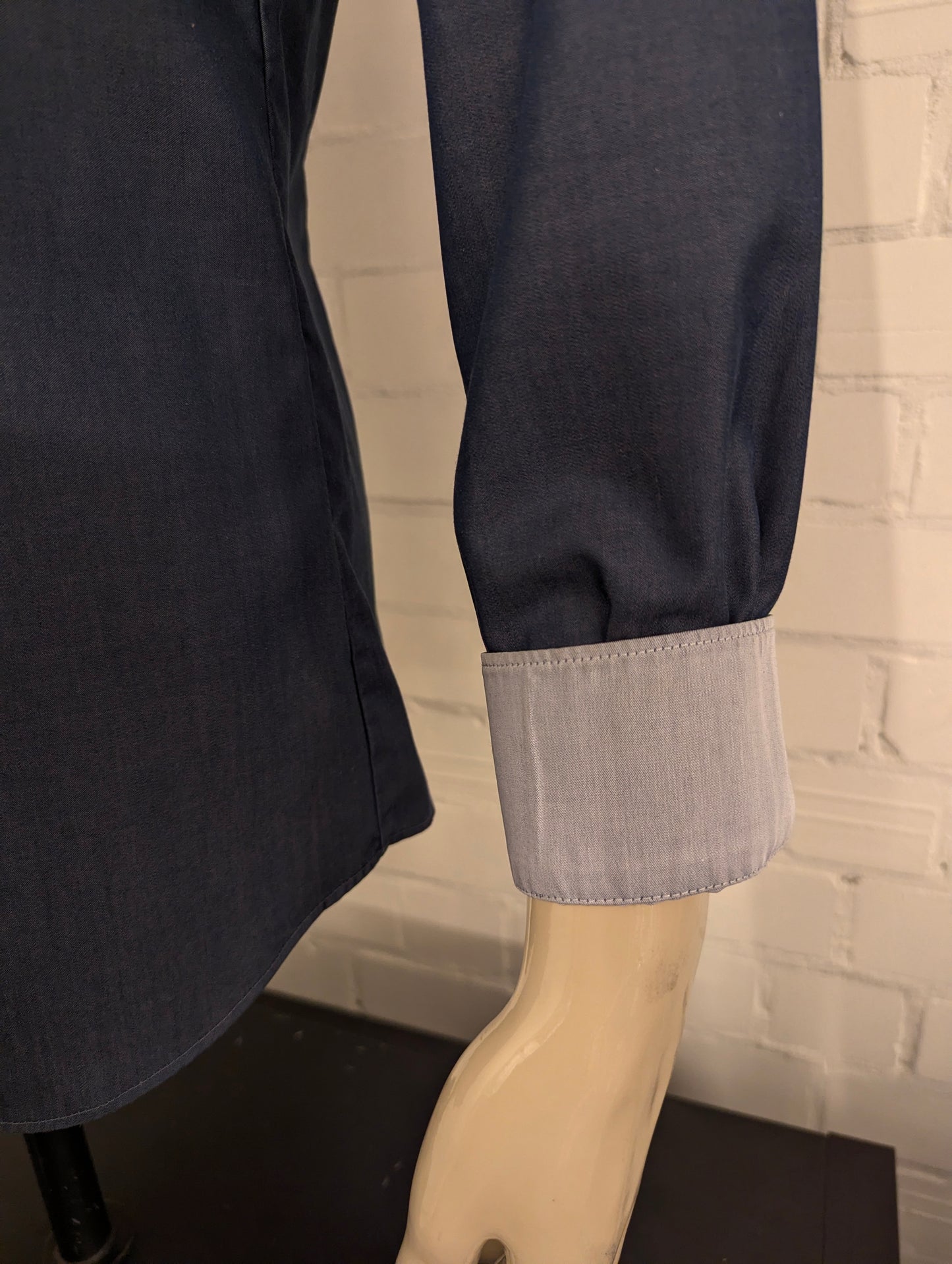 Olymp Level 5 overhemd. Blauw Grijs gemêleerd. Maat L. body fit.