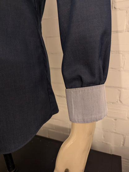 Olymp Level 5 overhemd. Blauw Grijs gemêleerd. Maat L. body fit.