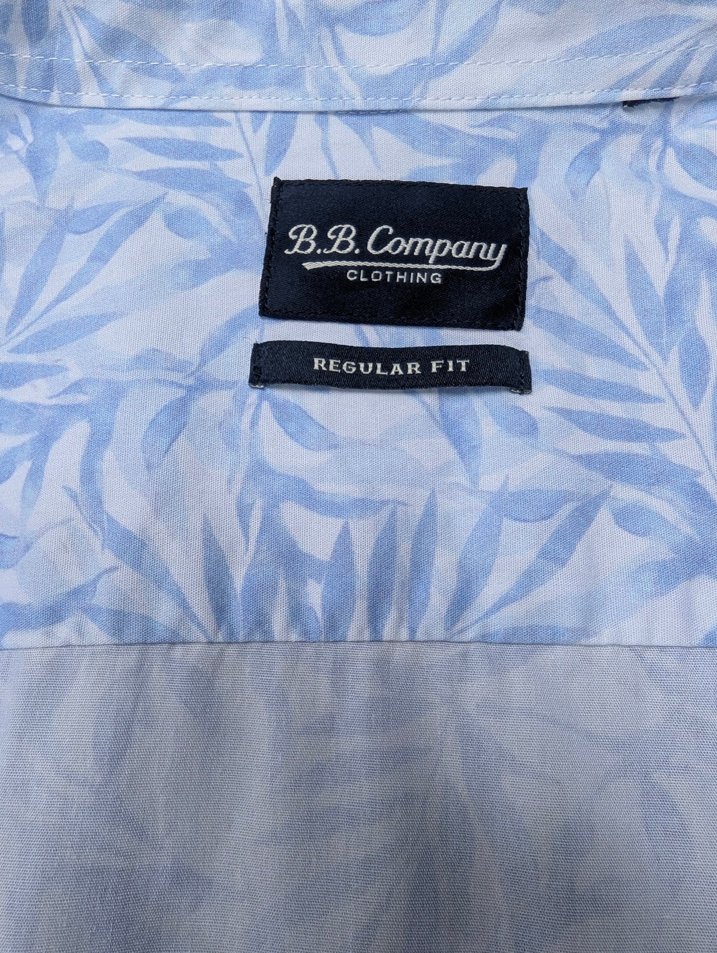 B.B.Company overhemd. Blauw Wit Blad motief. Maat XL. regular fit.