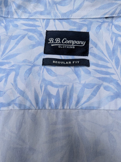 B.B.Company overhemd. Blauw Wit Blad motief. Maat XL. regular fit.