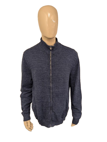 Nautica vest met rits. Blauw gemêleerd met voelbaar gestreept motief. Maat XL.