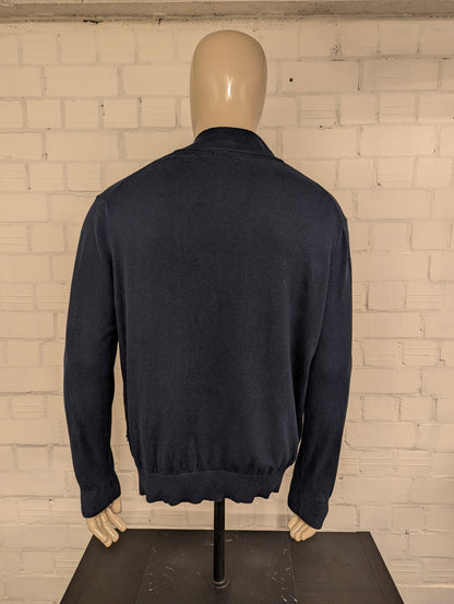 Nautica Quarter Zip trui met korte rits. Donker Blauw gekleurd. Maat L.