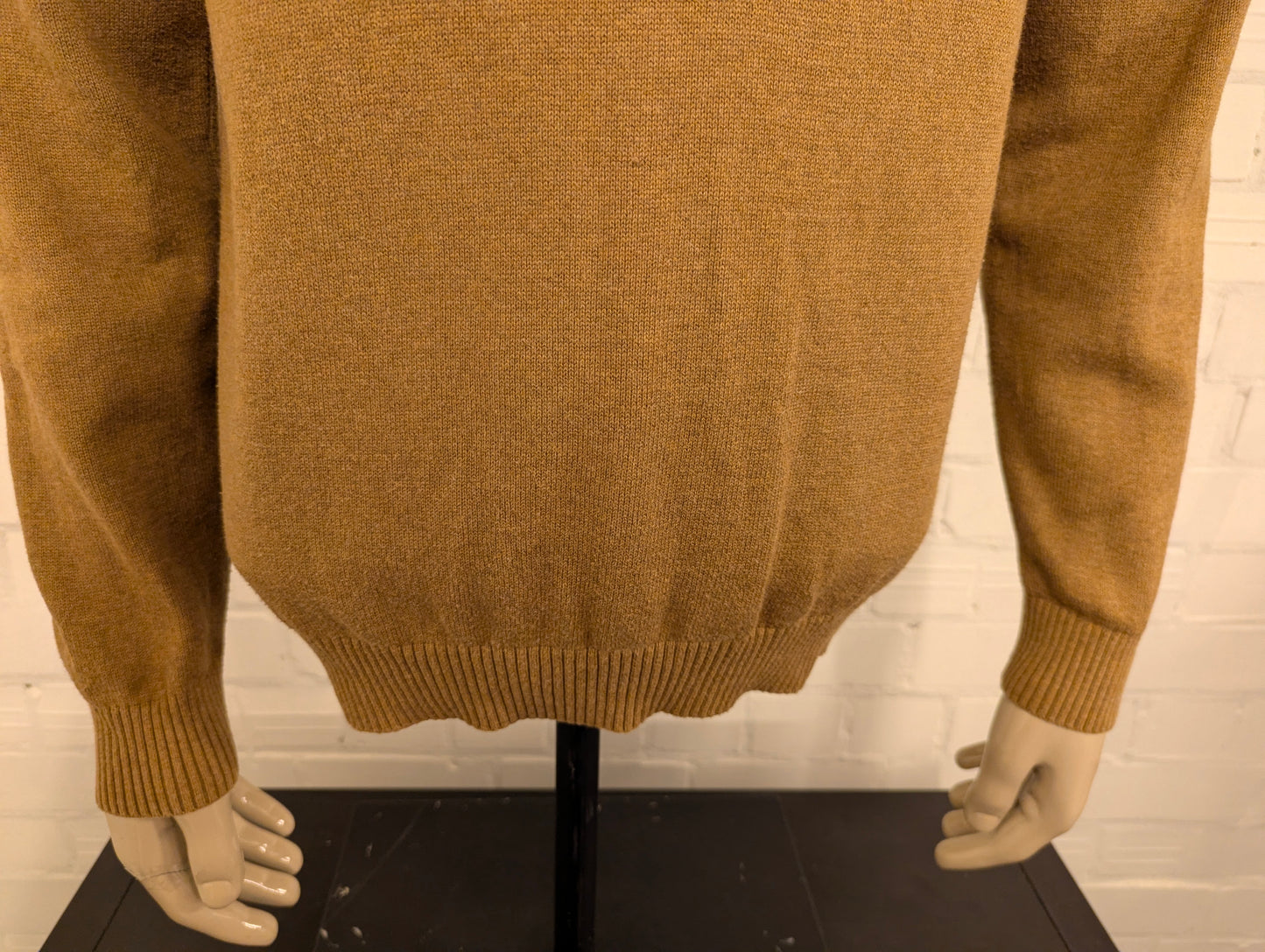 Nautica Quarter Zip trui met korte rits. Bruin gemêleerd. Maat L.