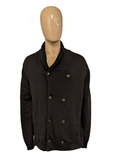 Nautica dik a-symmetrisch vest met knopen. Zwart gekleurd. Maat 2XL / XXL.