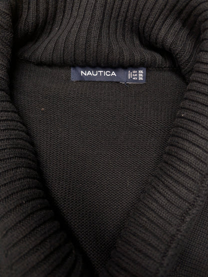 Nautica dik a-symmetrisch vest met knopen. Zwart gekleurd. Maat 2XL / XXL.