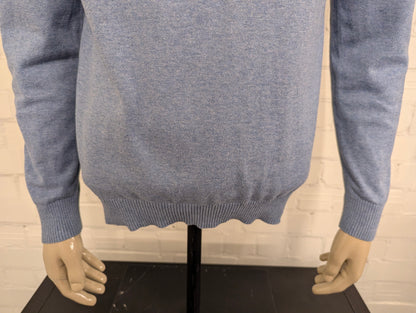 Nautica Quarter Zip trui met korte rits. Blauw gemêleerd. Maat L.
