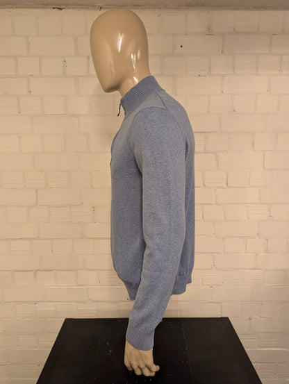 Nautica Quarter Zip trui met korte rits. Blauw gemêleerd. Maat L.
